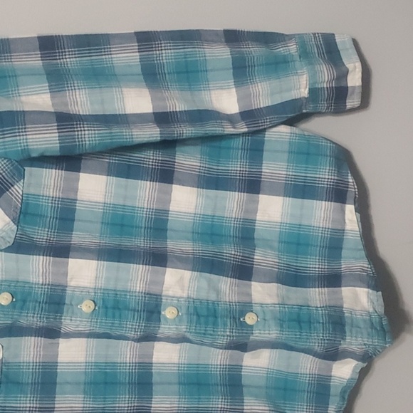 American Eagle Shirt Men's Size Medium M BLUE WHITE GREY plaid Button-Do… - Picture 4 of 8